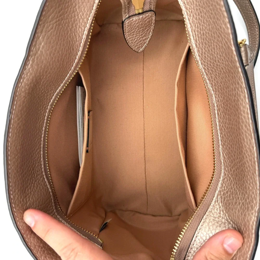 Coach Metallic Rose Gold Pebble Leather Blake 25 Carryall Satchel Bag F39847 NEW